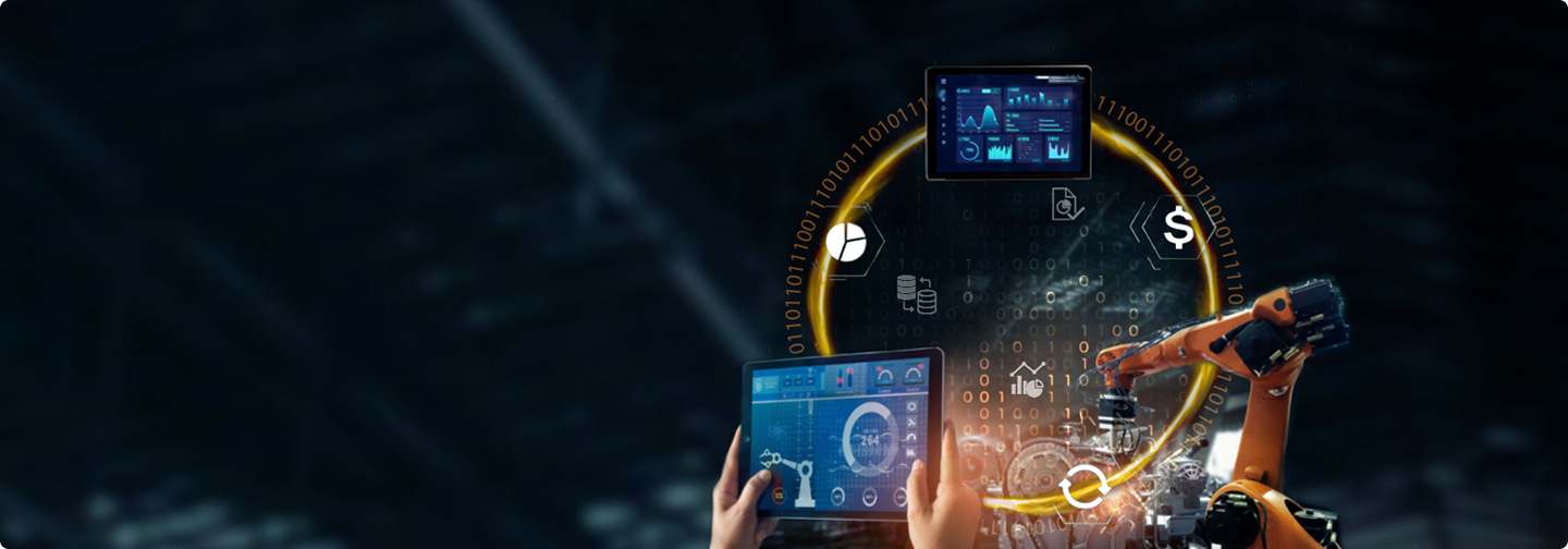 Factory worker using AR glasses